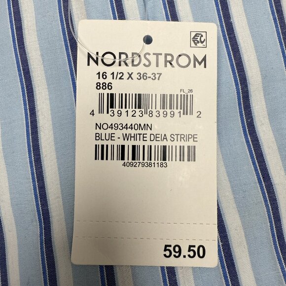NWT Men's NORDSTROM Tech-Smart Trim Fit Easy Care Dress Shirt | 16.5 X 36-37 - Picture 9 of 9